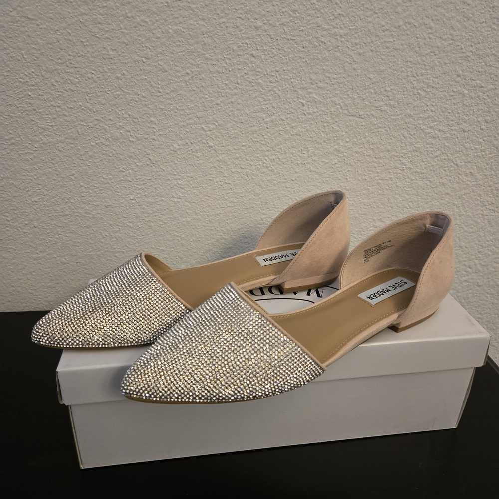 Steve Madden Women's Glittering Silver and Nude Flats